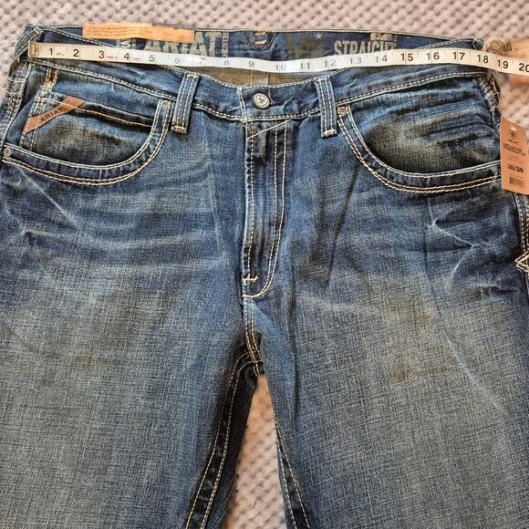 Ariat Denim M5 Gulch Straight Leg Jeans Men 38 Stretch Blue Western Workwear - Picture 7 of 12